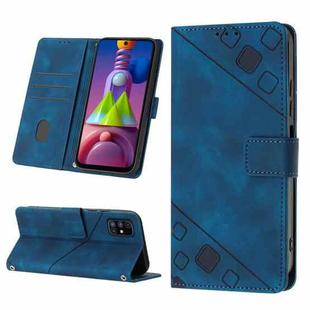 For Samsung Galaxy M51 Skin-feel Embossed Leather Phone Case(Blue)