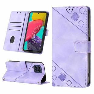 For Samsung Galaxy M53 5G Skin-feel Embossed Leather Phone Case(Light Purple)