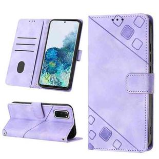 For Samsung Galaxy S20 Skin-feel Embossed Leather Phone Case(Light Purple)
