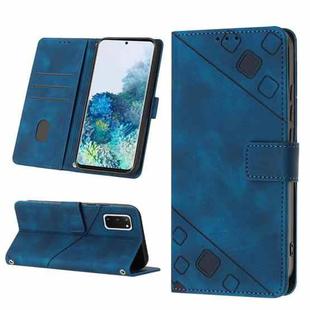 For Samsung Galaxy S20 Skin-feel Embossed Leather Phone Case(Blue)