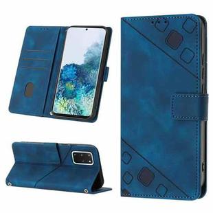 For Samsung Galaxy S20+ Skin-feel Embossed Leather Phone Case(Blue)