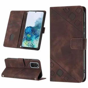 For Samsung Galaxy S20+ Skin-feel Embossed Leather Phone Case(Brown)
