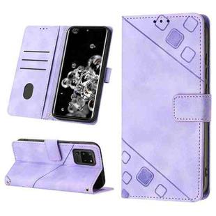 For Samsung Galaxy S20 Ultra Skin-feel Embossed Leather Phone Case(Light Purple)