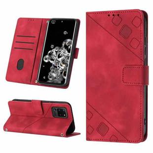 For Samsung Galaxy S20 Ultra Skin-feel Embossed Leather Phone Case(Red)