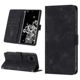 For Samsung Galaxy S20 Ultra Skin-feel Embossed Leather Phone Case(Black)