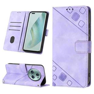 For Honor Magic5 Pro Skin-feel Embossed Leather Phone Case(Light Purple)