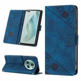 For Honor Magic5 Pro Skin-feel Embossed Leather Phone Case(Blue)