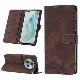 For Honor Magic5 Pro Skin-feel Embossed Leather Phone Case(Brown)