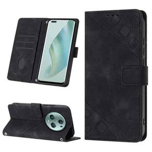 For Honor Magic5 Pro Skin-feel Embossed Leather Phone Case(Black)