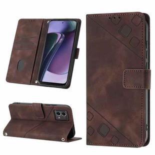 For Motorola Moto G Stylus 5G 2023 Skin-feel Embossed Leather Phone Case(Brown)