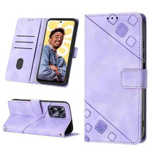 For Realme C55 Skin-feel Embossed Leather Phone Case(Light Purple)