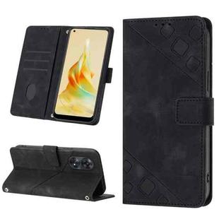 For OPPO Reno8 T 4G Foreign Skin-feel Embossed Leather Phone Case(Black)