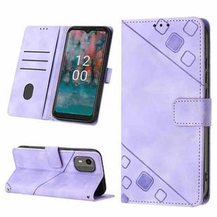 For Nokia C12 Skin-feel Embossed Leather Phone Case(Light Purple)