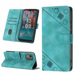 For Nokia C12 Skin-feel Embossed Leather Phone Case(Green)
