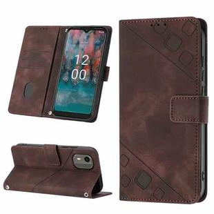 For Nokia C12 Skin-feel Embossed Leather Phone Case(Brown)