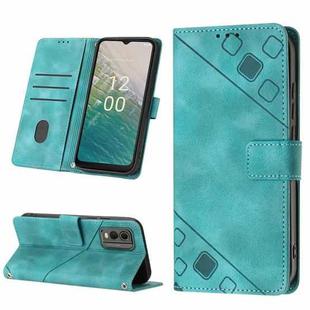 For Nokia C32 Skin-feel Embossed Leather Phone Case(Green)