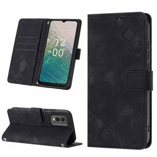 For Nokia C32 Skin-feel Embossed Leather Phone Case(Black)