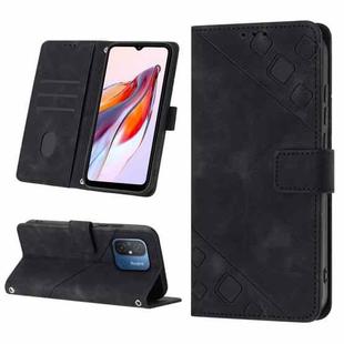 For Xiaomi Poco C55 / Redmi 12C / 11A Skin-feel Embossed Leather Phone Case(Black)