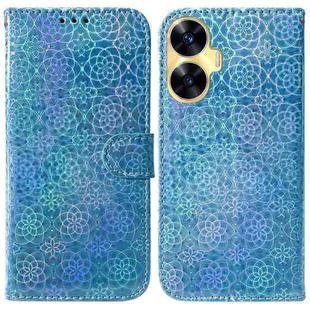 For Realme C55 Colorful Magnetic Buckle Leather Phone Case(Blue)