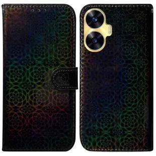 For Realme C55 Colorful Magnetic Buckle Leather Phone Case(Black)