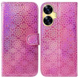 For Realme C55 Colorful Magnetic Buckle Leather Phone Case(Pink)