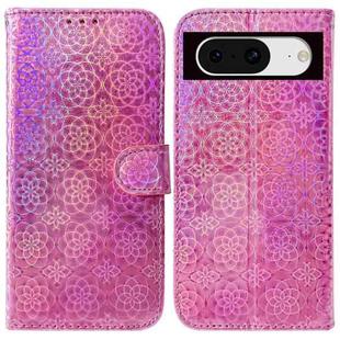 For Google Pixel 8 Colorful Magnetic Buckle Leather Phone Case(Pink)