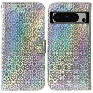 For Google Pixel 8 Pro Colorful Magnetic Buckle Leather Phone Case(Silver)