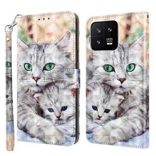 For Xiaomi 13 3D Painted Pattern Leather Phone Case(Two Loving Cats)