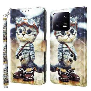 For Xiaomi 13 Pro 3D Painted Pattern Leather Phone Case(Naughty Cat)