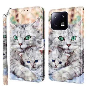 For Xiaomi 13 Pro 3D Painted Pattern Leather Phone Case(Two Loving Cats)