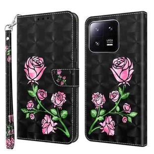 For Xiaomi 13 Pro 3D Painted Pattern Leather Phone Case(Rose)
