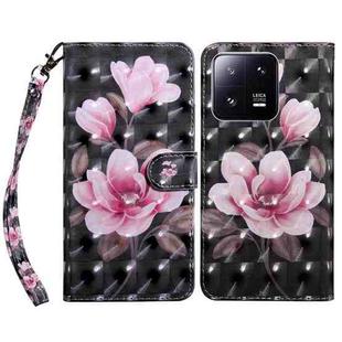 For Xiaomi 13 Pro 3D Painted Pattern Leather Phone Case(Pink Flower)