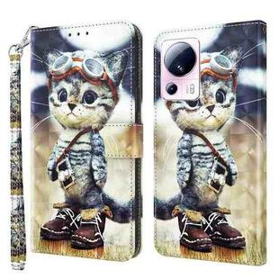 For Xiaomi 13 Lite 3D Painted Pattern Leather Phone Case(Naughty Cat)