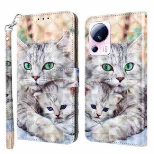 For Xiaomi 13 Lite 3D Painted Pattern Leather Phone Case(Two Loving Cats)