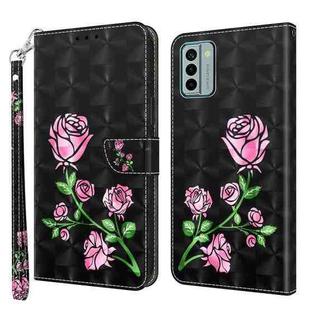 For Nokia G22 3D Painted Pattern Leather Phone Case(Rose)