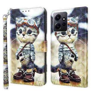 For Xiaomi Redmi Note 12 4G Global 3D Painted Pattern Leather Phone Case(Naughty Cat)