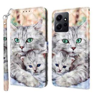 For Xiaomi Redmi Note 12 4G Global 3D Painted Pattern Leather Phone Case(Two Loving Cats)