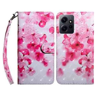 For Xiaomi Redmi Note 12 4G Global 3D Painted Pattern Leather Phone Case(Red Flower)