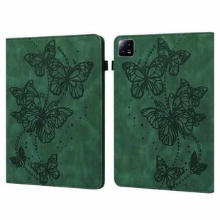 For Xiaomi Pad 6 Embossed Butterfly Pattern Leather Tablet Case(Green)