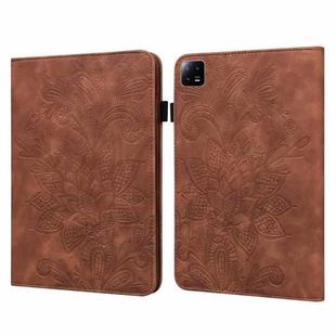 For Xiaomi Pad 6 Lace Flower Embossing Pattern Leather Tablet Case(Brown)