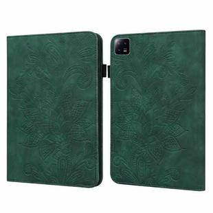 For Xiaomi Pad 6 Lace Flower Embossing Pattern Leather Tablet Case(Green)