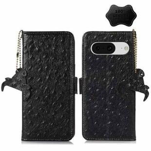 For Google Pixel 8 Ostrich Pattern Genuine Leather RFID Phone Case(Black)