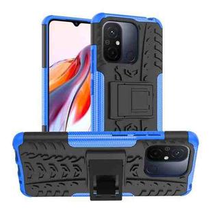 For Xiaomi Redmi 12C Tire Texture TPU + PC Phone Case with Holder(Blue)