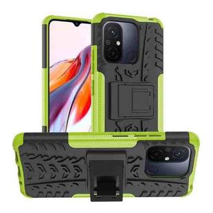 For Xiaomi Poco C55 Tire Texture TPU + PC Phone Case with Holder(Green)