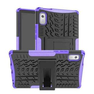 For Lenovo Tab M9 Tire Texture TPU + PC Tablet Case with Holder(Purple)