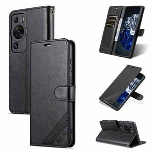 For Huawei P60 / P60 Pro AZNS Sheepskin Texture Flip Leather Phone Case(Black)