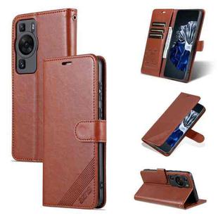 For Huawei P60 / P60 Pro AZNS Sheepskin Texture Flip Leather Phone Case(Brown)