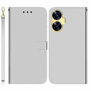 For Realme C55 Imitated Mirror Surface Leather Phone Case(Silver)