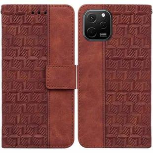 For Huawei nova Y61 / Enjoy 50z Geometric Embossed Leather Phone Case(Brown)