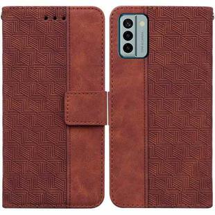 For Nokia G22 Geometric Embossed Leather Phone Case(Brown)